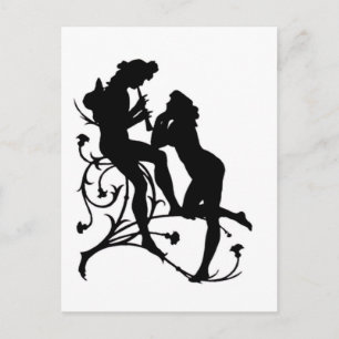 Silhouette Paar Musikliebhaber Postkarte