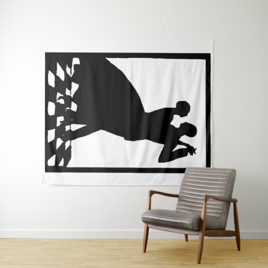 Silhouette-Paar tanzt im Dunkeln Wandteppich (Beispiel (Horizontal))