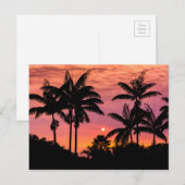 Silhouette Palmen, Hawaii Postkarte (Vorne/Hinten)