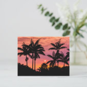 Silhouette Palmen, Hawaii Postkarte (Stehend Vorderseite)