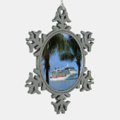 Silhouette Paradies Schneeflocken Zinn-Ornament (Links)