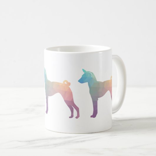 Silhouette Pastell der geometrischen Basenji-Muste Kaffeetasse (VorderseiteRechts)