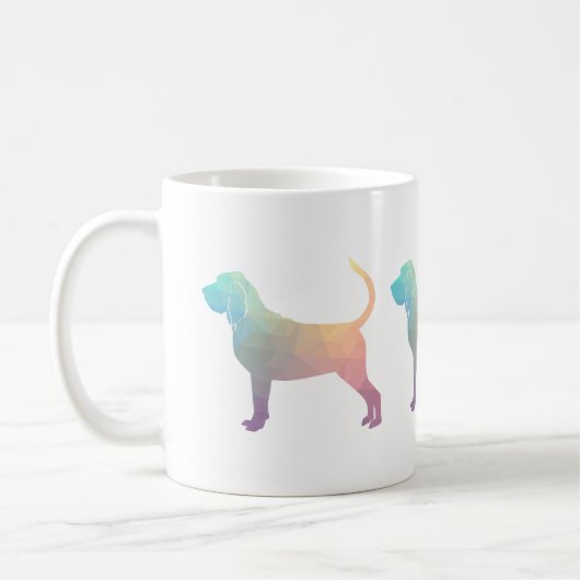 Silhouette Pastellfarben des Bloodhound Geo-Muster Kaffeetasse (Links)