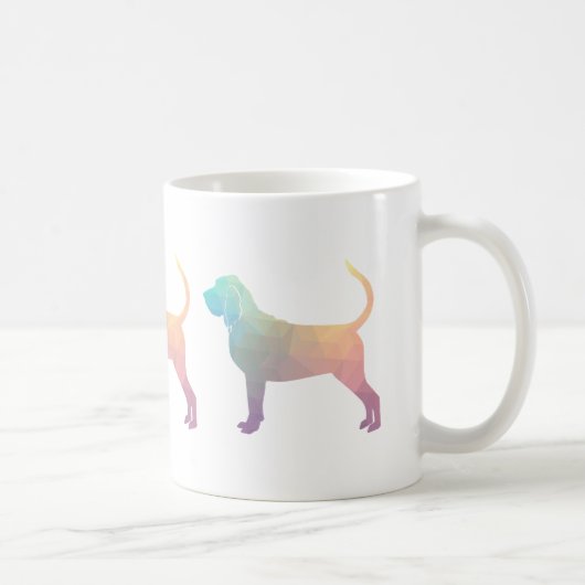 Silhouette Pastellfarben des Bloodhound Geo-Muster Kaffeetasse (Rechts)