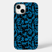 Silhouette Pattern.Blue.04 Black BG Case-Mate iPhone Hülle (Rückseite)