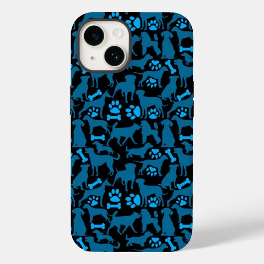 Silhouette Pattern.Blue.04 Black BG Case-Mate iPhone Hülle (Rückseite)