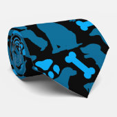 Silhouette Pattern.Blue.04 Black BG Krawatte (Gerollt)