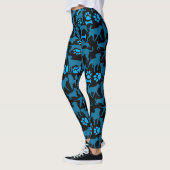 Silhouette Pattern.Blue.04 Black BG Leggings (Links)