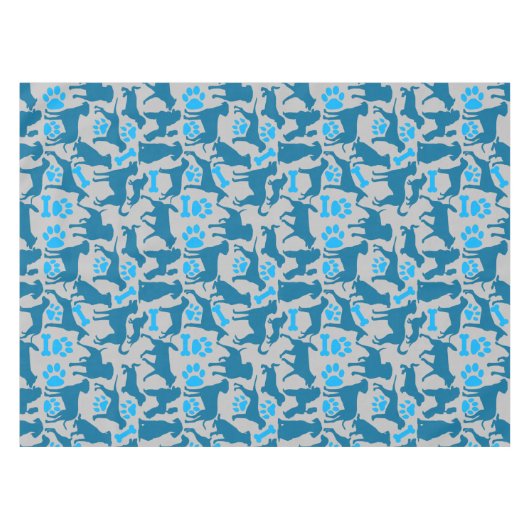 Silhouette Pattern.Blue.04 LGrey BG Tischdecke (Vorderseite (Horizontal))