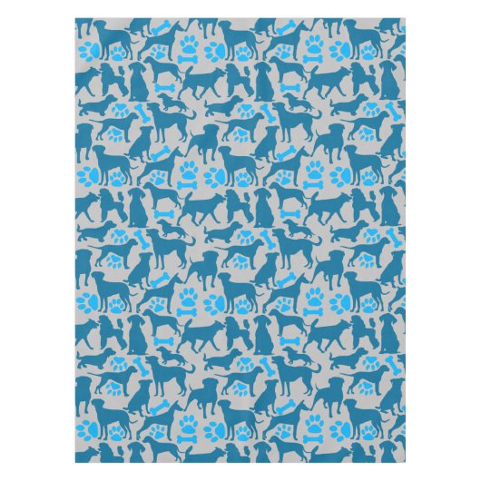 Silhouette Pattern.Blue.04 LGrey BG Tischdecke (Vorderseite)