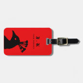 Silhouette Peacock Monogram Black Red Gepäckanhänger (Vorderseite horizontal)