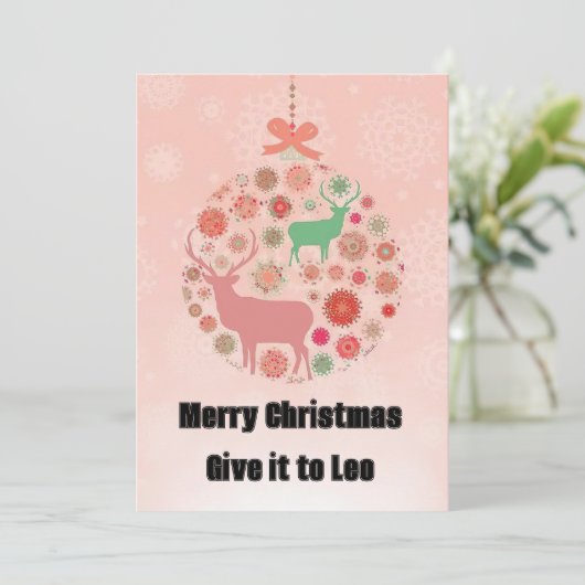 Silhouette-Pendelring aus dem Elch mit rosa Bor Einladung (Stehend Vorderseite)