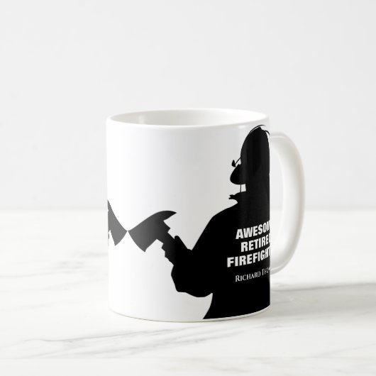 Silhouette Personalisierte Feuerwehrruhestandsrege Kaffeetasse (VorderseiteRechts)