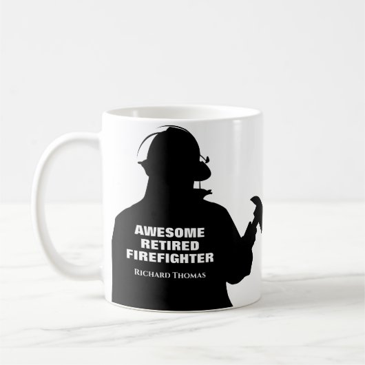 Silhouette Personalisierte Feuerwehrruhestandsrege Kaffeetasse (Links)