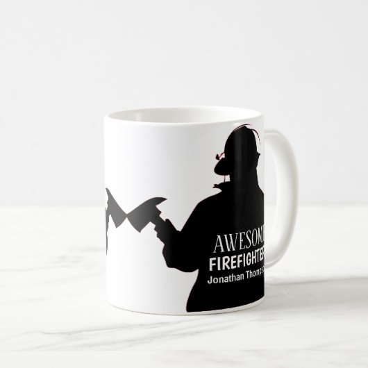 Silhouette Personalisierter Feuerwehrmann Kaffee T Kaffeetasse (VorderseiteRechts)