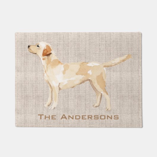 Silhouette personalisierter Gelbe Labrador Fußmatte (Vorderseite)