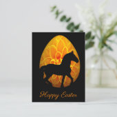 Silhouette Pferd und Blume Ei Happy Osterfest Postkarte (Stehend Vorderseite)