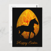 Silhouette Pferd und Blume Ei Happy Osterfest Postkarte (Vorne/Hinten)