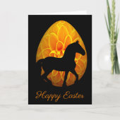 Silhouette-Pferd und Blumen-Ei fröhliche Ostern Karte (Vorderseite)