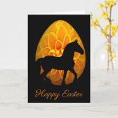 Silhouette-Pferd und Blumen-Ei fröhliche Ostern Karte (Gelbe Blume)