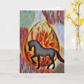 Silhouette Pferd und Ostereier Farbenfrohe Ostern Karte (Gelbe Blume)