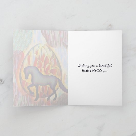 Silhouette Pferd und Ostereier glückliche Osterfei Karte (Innenseite)