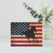 Silhouette Pferd und Patriotische Flagge Postkarte (Stehend Vorderseite)