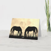 Silhouette Pferde beim Sonnenuntergang Karte (Rückseite)