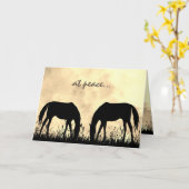 Silhouette Pferde beim Sonnenuntergang Karte (Gelbe Blume)