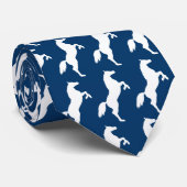 Silhouette Pferde Muster | Blau Krawatte (Gerollt)