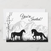 Silhouette Pferde und Schwarz-weiße Hochzeit Einladung (Vorderseite)