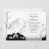 Silhouette Pferde und Schwarz-weiße Hochzeit Einladung (Rückseite)