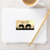 Silhouette Pferde Weiden im Feld Sunset-Adresse Adressaufkleber (Insitu)