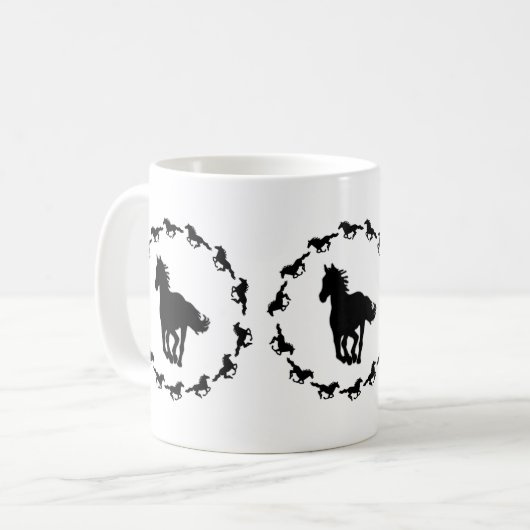 Silhouette Pferdedesign Kaffeetasse (Vorderseite Links)