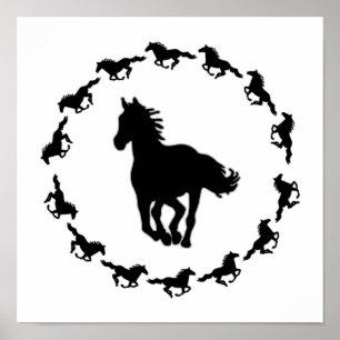Silhouette Pferdedesign Poster