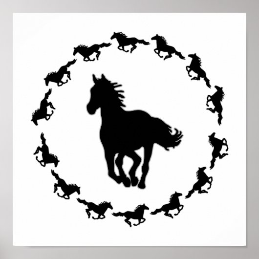 Silhouette Pferdedesign Poster (Vorne)