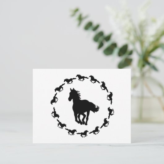 Silhouette Pferdedesign Postkarte (Stehend Vorderseite)