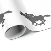 Silhouette-Pferdejockey - Farbe wählen Geschenkpapier (Rolleneckpunkt)