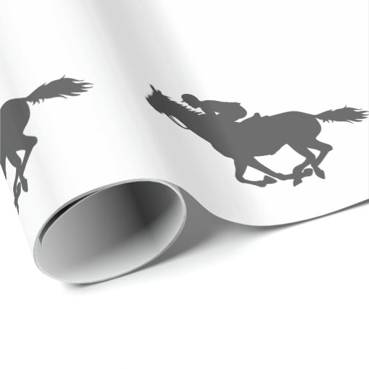 Silhouette-Pferdejockey - Farbe wählen Geschenkpapier (Rolleneckpunkt)