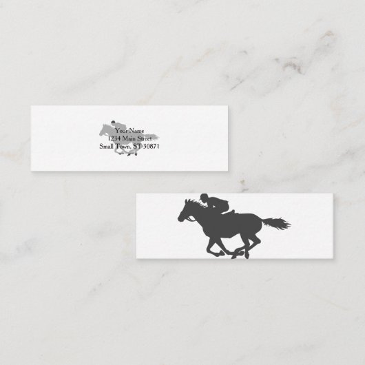Silhouette-Pferdejockey - Farbe wählen Mini Visitenkarte (Vorne/Hinten)