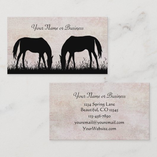 Silhouette Pferdeweidewirtschaft oder Personal Telefonnummerkarte (Vorne/Hinten)