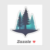 Silhouette Pines mit mystischem Glanz Aufkleber (Blatt)