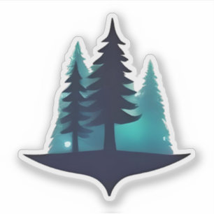 Silhouette Pines mit mystischem Glanz Aufkleber