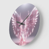 Silhouette Pink Engel Symbol Große Wanduhr (Winkel)