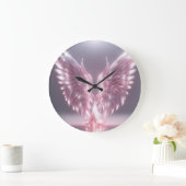 Silhouette Pink Engel Symbol Große Wanduhr (Zuhause)