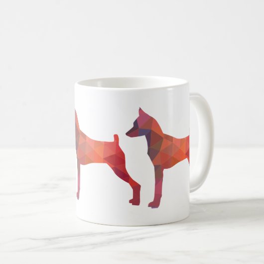 Silhouette Pinscher Geometric Kaffeetasse (VorderseiteRechts)