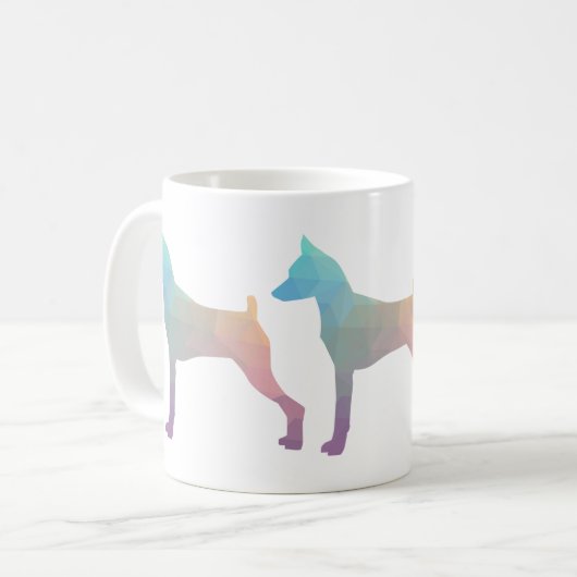 Silhouette Pinscher Geometric Kaffeetasse (Vorderseite Links)