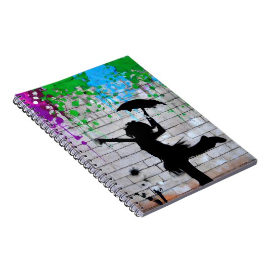 Silhouette Playful Urban Girl Graffiti Notizblock (Rechte Seite)