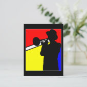Silhouette Posaunenspieler, mondäne Kunst Postkarte (Stehend Vorderseite)