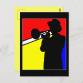 Silhouette Posaunenspieler, mondäne Kunst Postkarte (Vorne/Hinten)